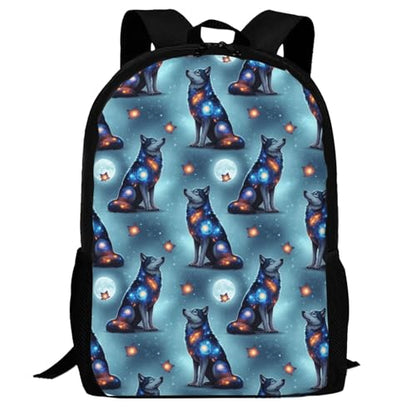 Sturdy Polyester Shoulder Pack Wolf Galaxy Nebula, Anti Theft Spacious Camping Rucksack Casual Daily Bag for Men Women Fitness Outdoor Activity - color: Design (909)