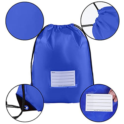 CODOBON 16 Pack Drawstring Bags,Bulk Draw String Backpack, DIY Gym Sports Cinch Bag Sackpack for Women Men, Royal Blue - color: Blue