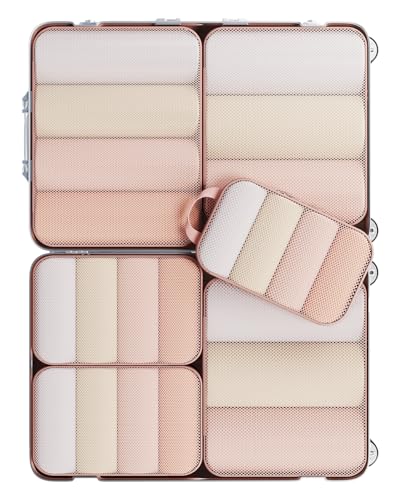 Veken 6/9/11 Set Compression Packing Cubes for Travel Essentials,Compressible Expandable Luggage Suitcase Organizer Bags for Clothing,Space Saver Storage Bags with Over 1000 pcs of Mesh Holes(Beige) - color: Beige, size: 6 set