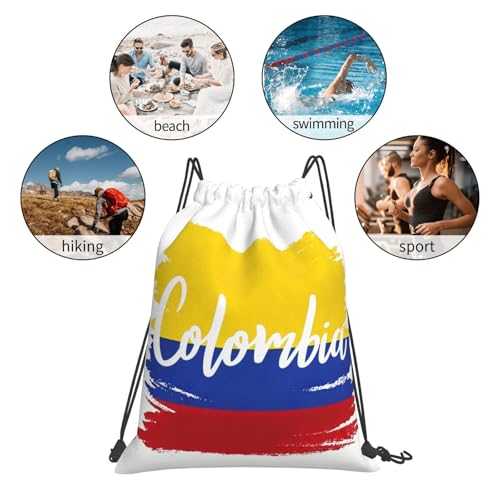 Colombia Flag Drawstring Bag Sport Gym Backpack Beach Travel Sack Draw String Yoga Bag For Men Women - color: Colombia Flag