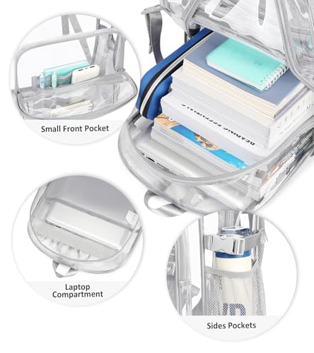 abshoo Big Heavy Duty Clear Backpack for School Girls Boys Transparent Bookbag for Middle High School (Gray) - color: Gray