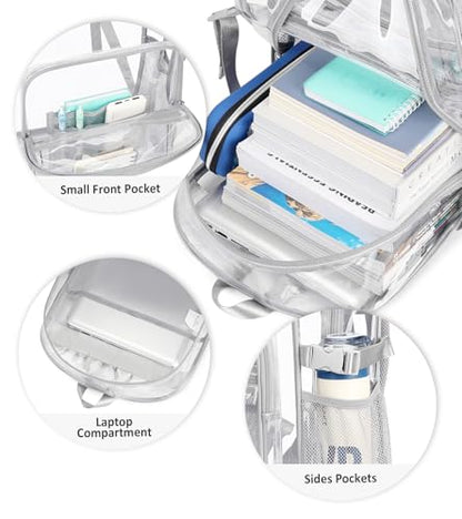 abshoo Big Heavy Duty Clear Backpack for School Girls Boys Transparent Bookbag for Middle High School (Gray) - color: Gray