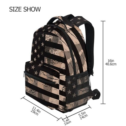 ALAZA American USA Flag Desert Camouflage Backpack Best Suitable for Under 13 Boys Kids Girls School Laptop iPad Tablet Travel School Bag with Multiple Pockets - color: Usa Flag