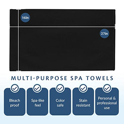 Black Bleach Proof Towels Set, 24 Pack 100% Cotton 16" X 27" Color Safe, Stain Resistant, Quick Drying Towels for Beauty, Hair and Nail Salon, Gym, Spa and Home Hair Care - size: 24 Pack