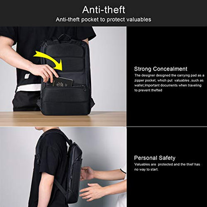 VGOAL 15.6 Inch Laptop Backpack Business Travel Anti-Theft Slim Backpack with USB Charging Port and RFID Pocket, Black, for Men and Women - color: Fg6310