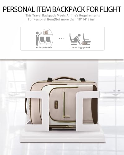 40L Travel Backpack for Women, Carry On Bag Flight Approved, Waterproof Backpack with 3 Packing Cubes, Weekender Personal Item Bag for Airplane Travel Essentials, TSA Approved - color: Blush-beige-dark Brown