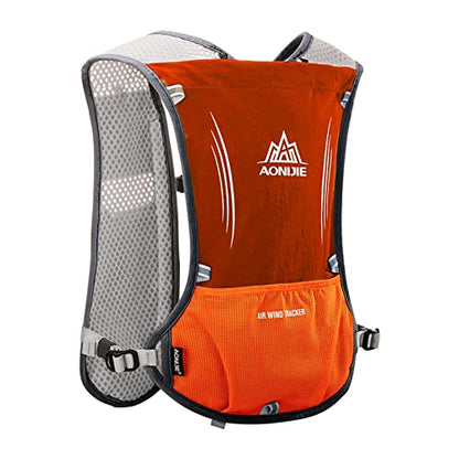 AONIJIE Hydration Vest Pack Backpack 5L 5.5L Marathoner Running Vest Race Hydration for Women and Men Trail Run Hiking Jogging - color: Orange and No Water Bladder