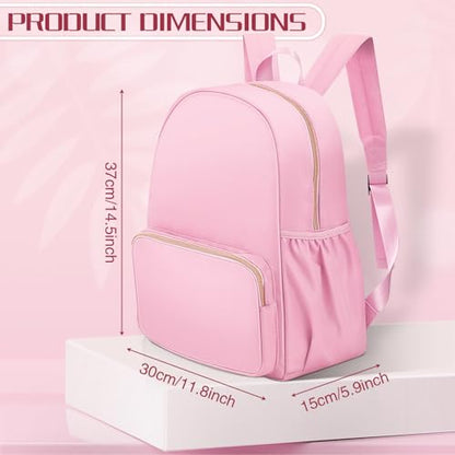 1 Piece Nylon Backpack Kids School Backpack for Toddler Girls Boys Plain Waterproof Preppy Bookbags Travel for Student (Pink) - color: Pink