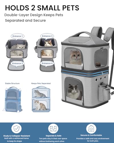 HOVONO Detachable Double Cat Backpack Carrier for 2 Pets