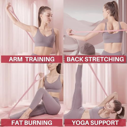 LEZER Figure 8 Resistance Band, Fitness Elastic Rope, Execrise Workout for Arm, Back, Chest and Shoulder, Yoga, Pilates, Stretching, Physical Therapy Equipment - style: Pink；20 lbs