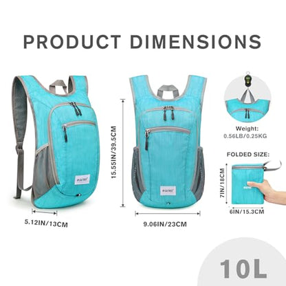 G4Free 10L/15L Hiking Backpack Lightweight Packable Hiking Daypack Small Travel Outdoor Foldable Shoulder Bag - color: Aqua, size: 10L