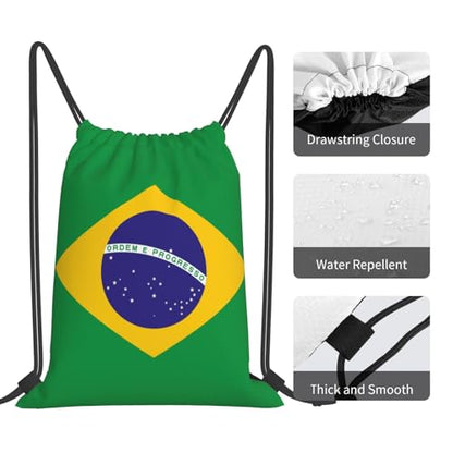 Brazil Flag Drawstring Bag Sport Gym Backpack Beach Travel Sack Draw String Yoga Bag For Men Women - color: Brazil Flag