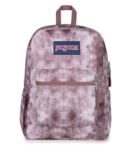 JanSport Cross Town Backpack - Simple Bag for Everyone with 1 Main Compartment, Front Utility Pocket - Premium Class Accessories - Ice Dye - color: Ice Dye Mahogany Haze/White