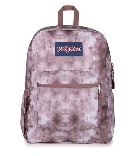 JanSport Cross Town Backpack - Simple Bag for Everyone with 1 Main Compartment, Front Utility Pocket - Premium Class Accessories - Ice Dye - color: Ice Dye Mahogany Haze/White