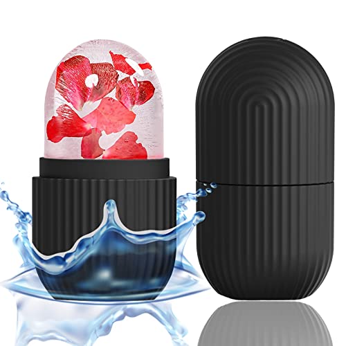 ice face roller, ice mold for face and Eyes, Reusable Massage Silicone Beauty Tool, Naturally Conditioning And Skin Care, De-Puff Eye Bags, Reduce Migraine Pain (Black) - color: Black