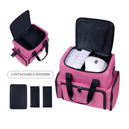 Large Makeup Cosmetic Bag with 3 Removable Case and 2 Removable Dividers Double Layer Travel Storage Organizer, Makeup Brushes Storage Section Rose Red - color: Rose Red