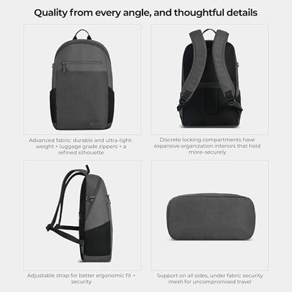 Travelon Anti-Theft Metro Backpack with RFID blocking pouch - color: Gray