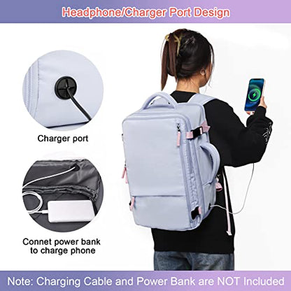 Sinaliy Carry on Backpack, Waterproof 17 Inch Laptop Backpack for Women, Flight Approved Backpack for Travel, College, Work - color: Purple