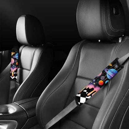2Pcs Soft Auto Seat Belt Cover Pads, Galaxy Planet Car Seatbelt Shoulder Cushion for Comfortable Driving, Compatible with All Cars' Seatbelt and Backpack Straps 11x2.4inch - color: Galaxy