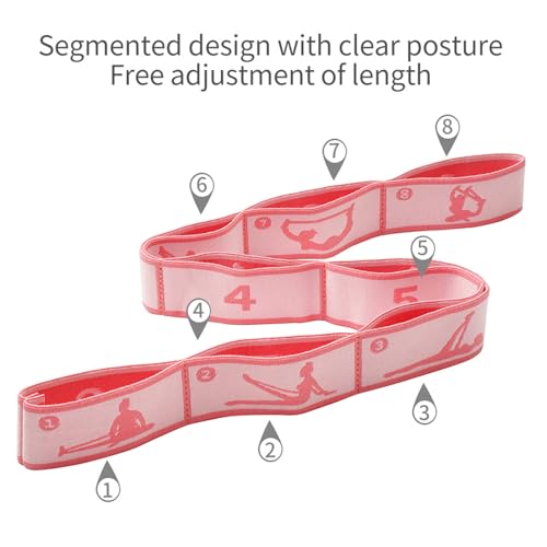 Adjustable Stretch Strap for Kids, 8-Loop Elastic Resistance Band for Children Gymnastics, Ballet Dance, Yoga, Stuff，Pilates & Flexibility Training, Home Exercise Equipment for Girls - color: Pink