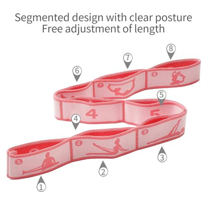 Adjustable Stretch Strap for Kids, 8-Loop Elastic Resistance Band for Children Gymnastics, Ballet Dance, Yoga, Stuff，Pilates & Flexibility Training, Home Exercise Equipment for Girls - color: Pink