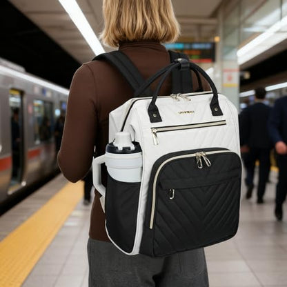 VANKEAN 18 Inch Laptop Backpack for Women Large Capacity - color: Beige/Black, size: 18 Inch