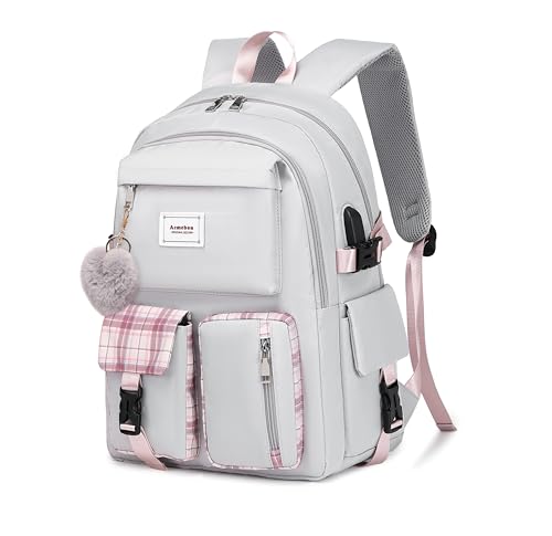 Acmebon Girl Roomy Fashion Laptop Backpack Casual Daily Backpack for Women Grey - color: Grey