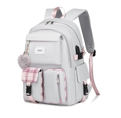 Acmebon Girl Roomy Fashion Laptop Backpack Casual Daily Backpack for Women Grey - color: Grey
