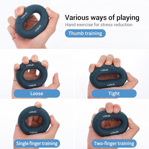 5pcs Grip Strength Trainer Hand Grip Strengthener Rings Fingers Exerciser Silicone Rings Hand Gripper for Muscle Training Sports Rock Climbing Athletes Finger Workout Stress Relief