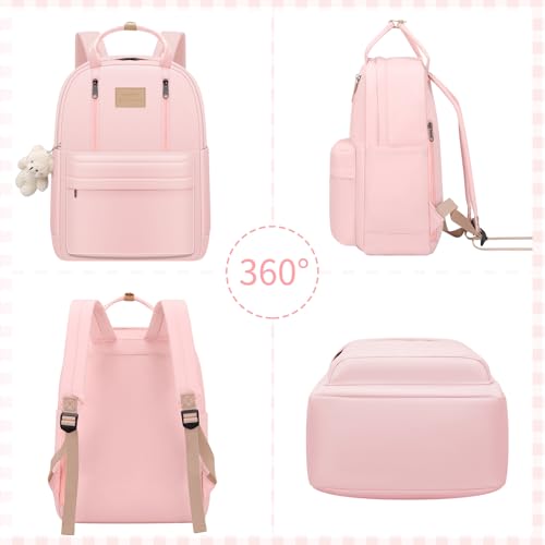 GAXOS Cute Backpack for School Aesthetic Backpack Purse for Women Girls Pink Book Bag Korea Style Bookbag - color: Pink