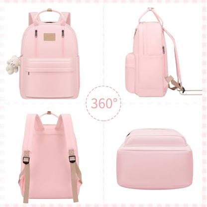 GAXOS Cute Backpack for School Aesthetic Backpack Purse for Women Girls Pink Book Bag Korea Style Bookbag - color: Pink