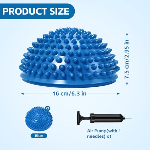 Wobble Cushion Set for Sensory Kids and Balance Training - Disc Plus 4 Pods, Board With Pump, Inflatable Stepping Pads for Adults - color: Include 2PCS Blue hedgehog balance pods and 1 air pump