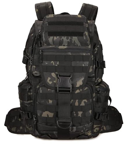 50L Military Tactical Backpack Hiking Waterproof Backpack Large Military Pack 3 Day Assault Pack Molle Bag Rucksack - color: Blackcamo