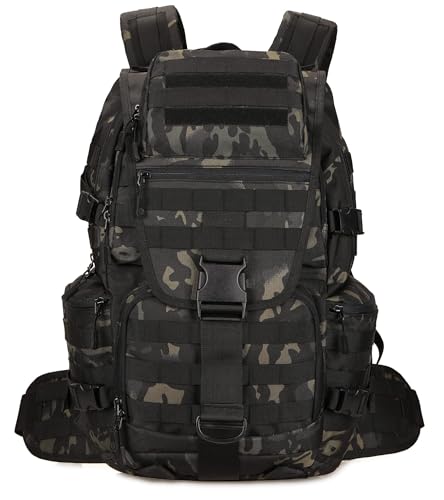 50L Military Tactical Backpack Hiking Waterproof Backpack Large Military Pack 3 Day Assault Pack Molle Bag Rucksack - color: Blackcamo
