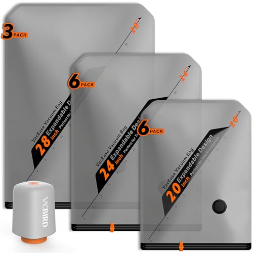 Vacbird Rechargeable Wireless Pump Travel Storage Bags Set - Portable Space Saver Bags for Travel & Home - Vacuum Compression Packing Seal for Clothes, Blankets, Seasonal Storage 15 Combo Set - size: 15 combo set