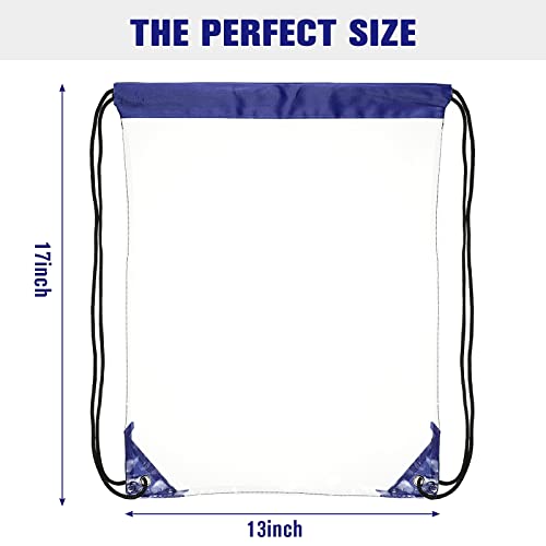 Riakrum 15 Pcs Clear Drawstring Bag Waterproof Small See Through PVC Drawstring Backpack for Stadium College Sport Event(Blue) - color: Blue