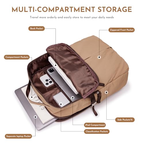 Nylon Backpack Purse for Women & Men, Lightweight 15.6 Inch Laptop Backpack Casual Daypack for Work Travel Black - color: Black