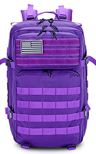QT&QY 45L Military Tactical Backpacks Molle Army Assault Pack 3 Day Bug Out Bag Hiking Treeking Rucksack… - color: 3.1 Violet
