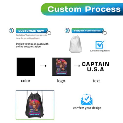 Custom Drawstring Backpacks Personalized Drawstring Bag with Logo Name Text for Gym Dance Basketball Football Outdoor Sports (16.5"x19.6") - size: 16.5"x19.6"