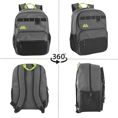 Summit Ridge Travel Backpack for Men and Women, Spacious Work Daypack with Water Bottle Pockets (Gray) - color: Gray