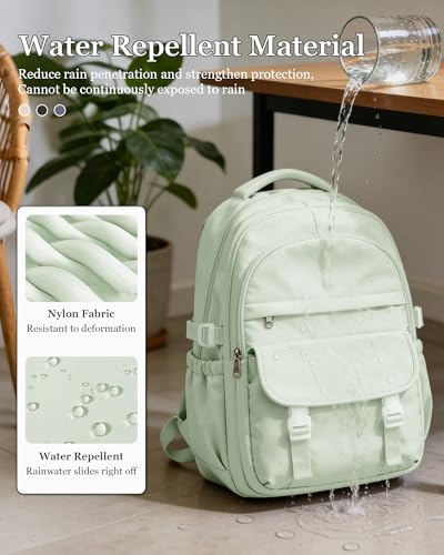 Waterproof Aesthetic Backpack For School, Cute High School Bookbag For Teen Girls Boys, Lightweight Casual Daypack Backpack For Women Men, College Backpack With Lots Of Pockets（MintGreen） - color: Mintgreen