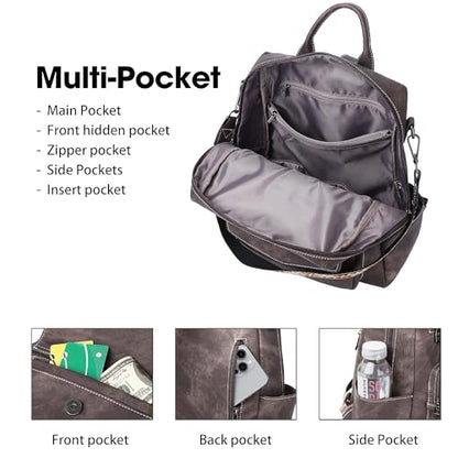WYFJNX Backpack Purse for Women Leather Backpack Ladies Fashion Handbag Designer Shoulder Bag Small Travel Bag Dark Brown - color: Coffee