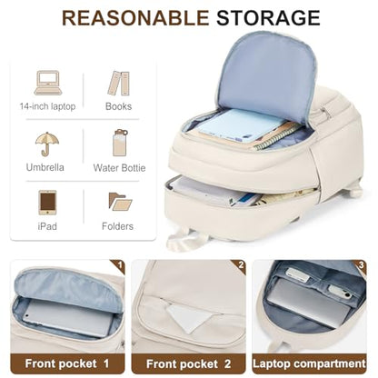 Lightweight Backpack for College & High School Backpack With Lots of Pockets Cute School Bag for Girls Boys, Large Capacity Bookbag for Women Men, Waterproof Teens Casual Daypack Backpack(Beige) - color: G2-beige