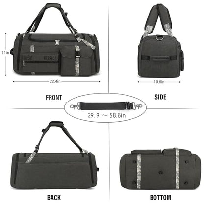 Gym Bags for Men Gym Duffle Bag Backpack 3-Way Sports Duffel Bags for Men with Shoe Compartment & Wet Pocket - color: gray