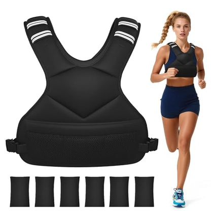 Ragebby Adjustable Weighted Vest for Women Men, 4-10lb/12-18lb/ Vest with 6 Ironsand Weights, Weight Vest with Reflective Strip for Running, Walking, Exercise, Strength Training - size: 12-18LB