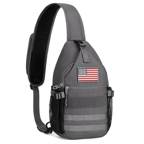 HALOVIE Crossbody Sling Bag Anti Theft RFID Sling Backpack Lightweight Travel Hiking EDC Tactical Chest Shoulder Pack Gift for Men - color: Gray
