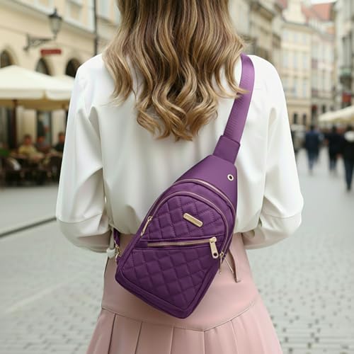 Sling Bag Crossbody for Men Women, Small Sling Backpack, Waterproof Chest Bag with Adjustable Strap for Travel, Hiking, Outdoor Sports, Purple - color: Purple