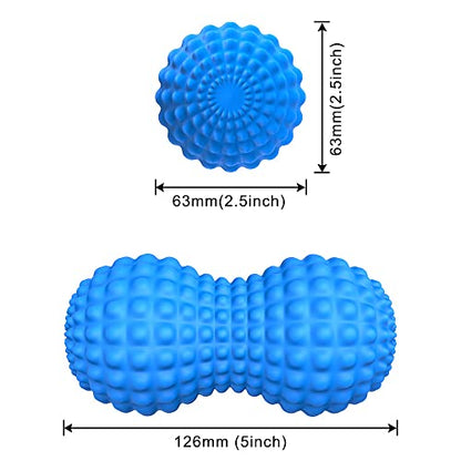 SELEWARE Peanut Massage Ball, Double Lacrosse Massage Roller Balls, Deep Tissue Massage Ball for Back, Neck, Shoulder, Spine, Legs, Hips, Peanut Roller Trigger Point Muscle Massage Relaxer (Blue) - color: Blue