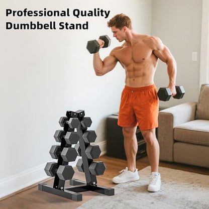 4-Tier Dumbbell Rack Stand, A-Frame Metal Weight Rack with Handle – Space-Saving Strength Training Dumbbell Storage for Home Gym - color: Black 3 Tier