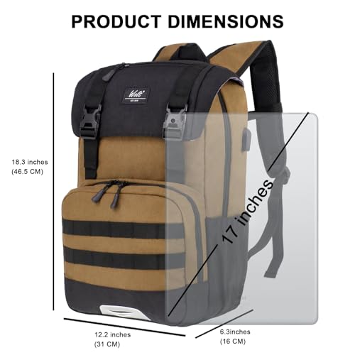 WOLT Laptop Backpack with USB Charging Port Fits Up to 17 Inch Laptop, College Backpack for Men Women, Computer Business Bookbag, Brown - color: Brown